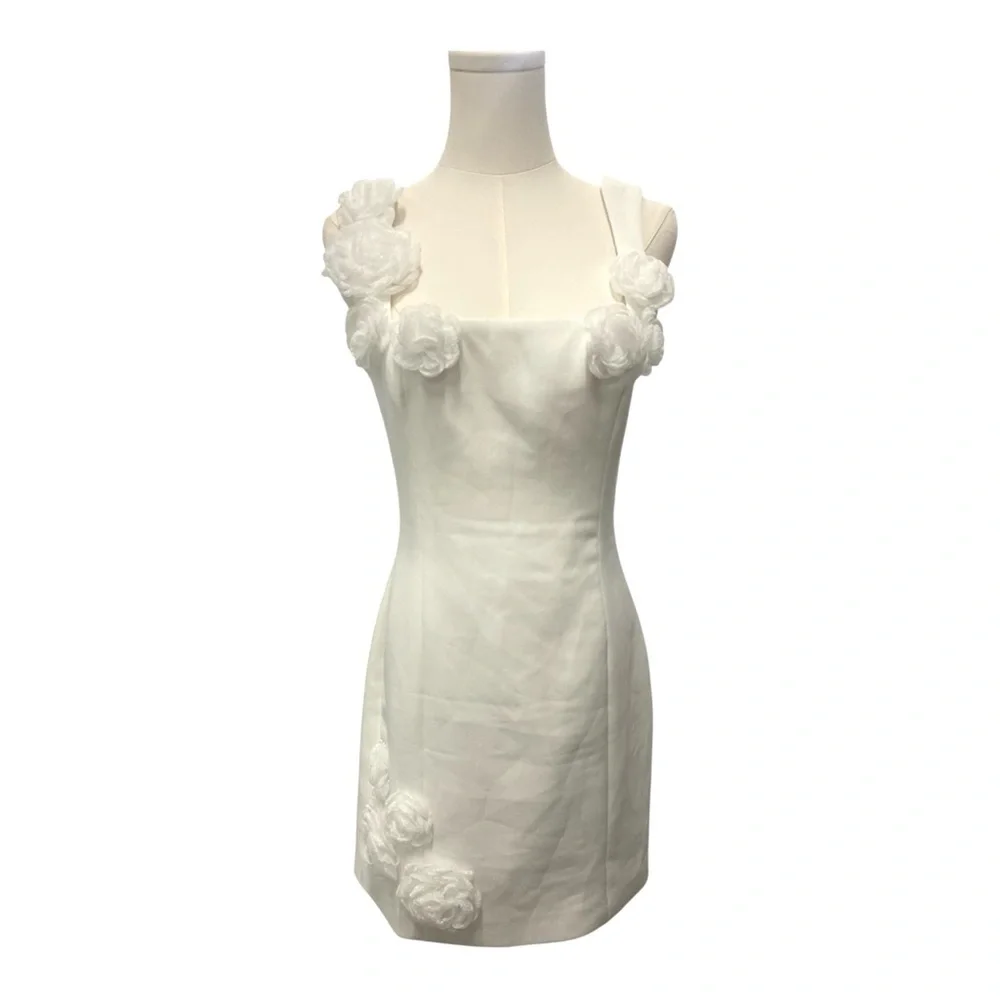 ELLIATT Trompe Mini Floral 3D Dress in Ivory LWD Bridal Little White Dress SMALL - Picture 11 of 16